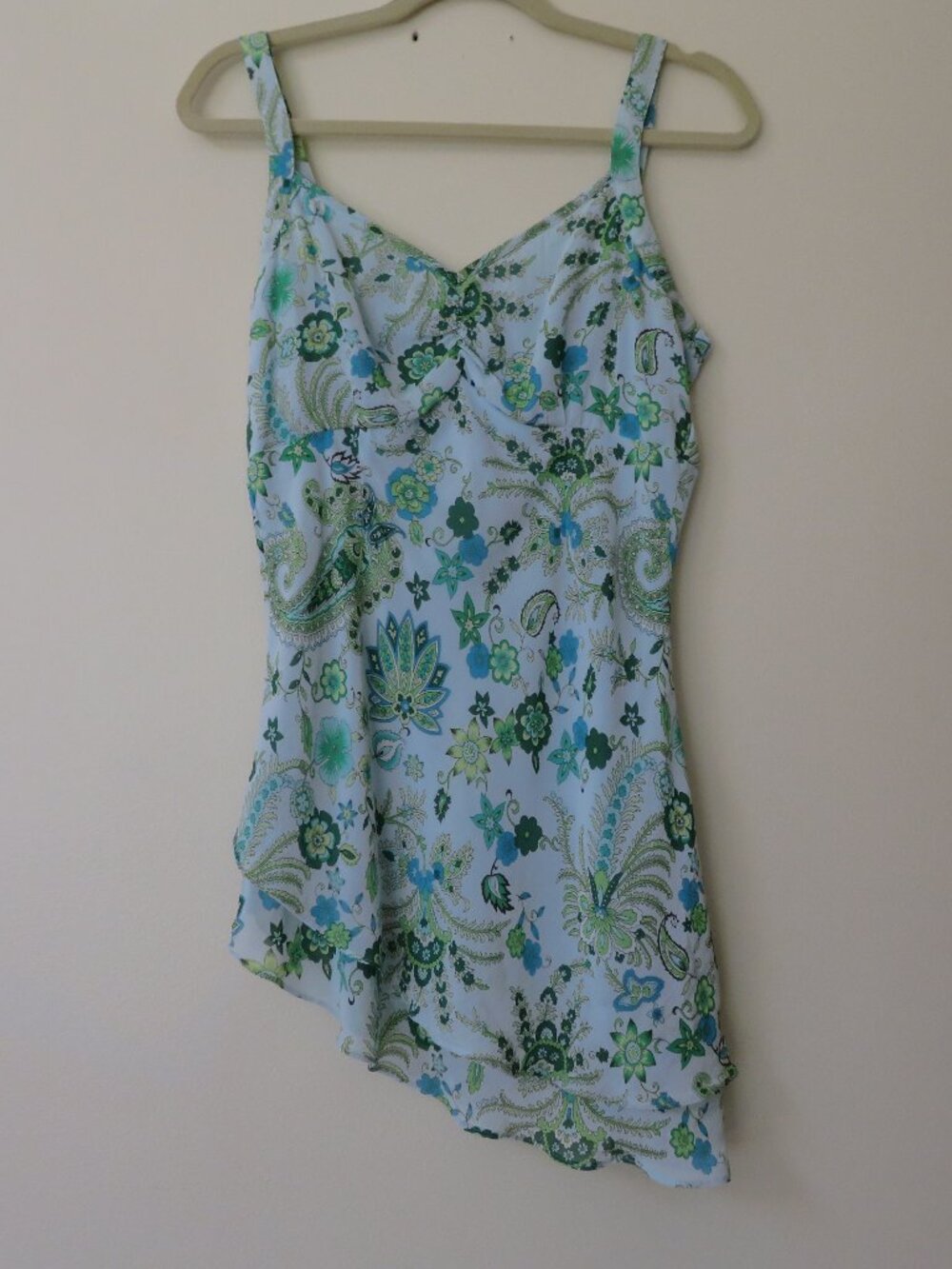 Y2k Asymmetrical Blue Paisley Tank Top Uniform John Paul Richard Med 2000s